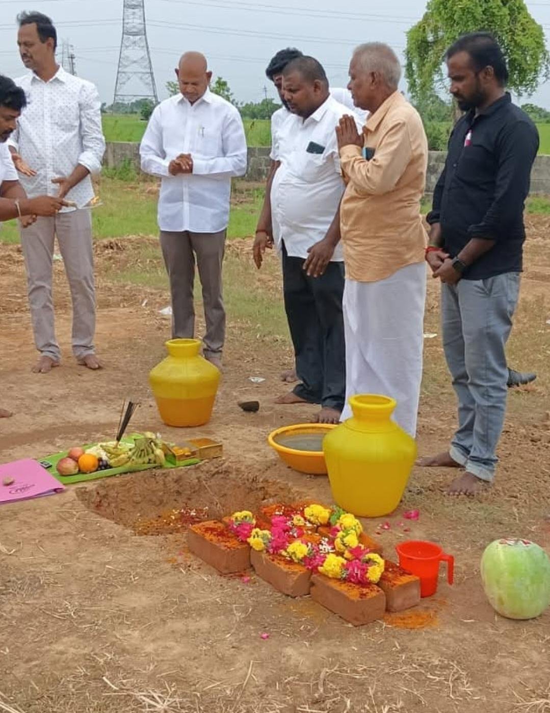 Bhoomi puja ceremony with the client family